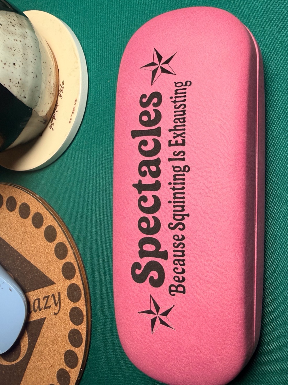 Customized by me engraved leatherette hard shell eye glass case 5 colors pick 1 - Picture 5 of 6